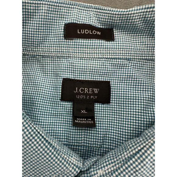 J Crew Shirt Mens XL Blue Green Micro Check Ludlow Slim Fit Button Down Casual - Picture 4 of 9
